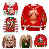 Ugly Christmas Sweater 3d Antler Print Novelty Ugly Christmas Sweater Unisex Men Women Long Sleeve Pullover Jumpers Sweater