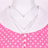 Button Front Polka Dot Vintage High Waist Elegant V Neck Short Sleeve Casual Retro Swing Dress