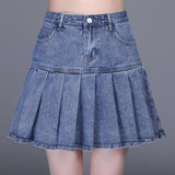 Women Sexy Sweet Harajuku Girls Dance Short Skirt Streetwear High Waist Big Hem Flared Pleated Jeans Skirt