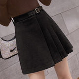 Women High Waist Pleated Skirts Spring Fashion Korean Style All-match Ladies Elegant A-line Short Skirt