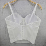 Embroidery Long Corset Sexy Crop Top Women Solid Camis Tops With Built In Bra Push Up Bustier