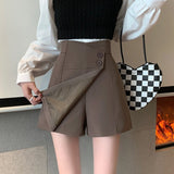 Women Casual Shorts Skirts Korean Style All-match Solid Color Ladies High Waist Short Pants