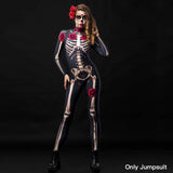 Halloween Scary Cosplay Skeleton Rose Devil Vampire Jumpsuit Party Carnival Costume