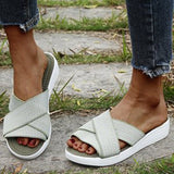 Women Slippers Textile Cloth Sandals Flats Casual Beach Summer Female Open Toe Platform Shoes