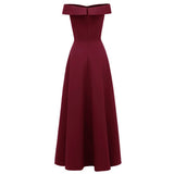 Burgundy Formal Off Shoulder V Neck Runway Evening Gowns Wedding Party Dresses