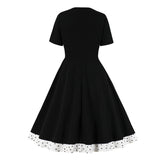 2021 Polka Dot Bow Neck Elegant 50s Vintage Style Women Pinup Dress Short Sleeve Spring Midi Dresses Party Retro Clothes