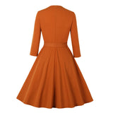 1950s Elegant Women Long Sleeve Bowknot Robe PIn Up Swing Retro Vintage Casual Dress