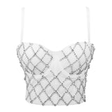 Rhinestone Top Women Camis Cropped Sexy Off Shoulder Corset Crop Top To Wear Out Nightclub Push Up Bustier