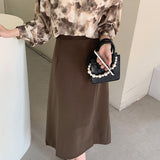 Women Casual Long Spring Fashion Korean Style All-match High Waist Ladies Elegant A-line Skirt