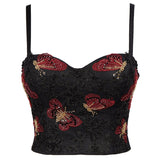 Crop Tank Top With Cups Top Camis Slim?Off Shoulder Embroidery Beads Corset Sexy Tops Dance Lingerie