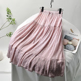 New Women A-Line Lace High Waist Vintage Sweet Skirts Elegant Outwear