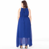 Plus Size Women Casual Beach Party Sleeveless Long Maxi Chiffon Bohemian Dress Beachwear