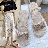 New Summer Women Sandals Silk Bow Flat Ladies Beach Shoes Outdoor Student Home Casual Slippers