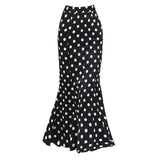 Vintage Polka Dot Trumpet Chiffon Long Summer Women Korean Streetwear Ladies High Waist Skirt