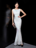 O-neck Sleeveless Shinning Sequins Elegant Mermaid Evening Dress Floor Length Party Prom Gowns Stretch Robe