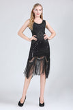 1920s Great Gatsby Flapper Dress V Neck Sleeveless Embellished Sequin Beaded Fringe Dress Vestidos