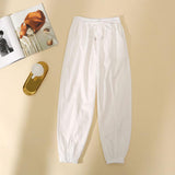 Plus Size Women Summer Casual Sweatpants Simple Style Elastic Waist Loose Thin Harem Pants