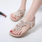 Flowers Women Summer Flat Casual Outdoor Shoes Slip On Round Toe Beach Ladies Sandals