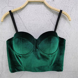 All-match Solid Velvet Winter Crop Top Sexy Corset To Wear Out Women Push Up Chest With Bra Silk Camis Tops Slim Clothes