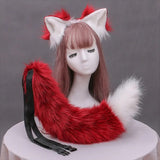 Creative Simulation Animal Cosplay Props Husky Dog Ears Headband Plush Tail Set Hair Accessories for Halloween Christmas