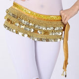 Multi-Rows Gold Coin Beads Belly Dance Skirt Wrap Gift Idea Dance Shows Party Night Out Shining Velvet Hip Scarf Skirt Dancewear