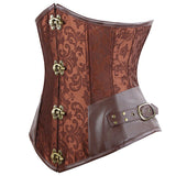 Steampunk Gothic Sexy Steel Boned Faux Leather Halter Waist Training Underbust Top Jacquard Underbust Corset