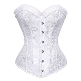 Women Gothic Sexy Satin Floral Overbust Corset Bustier Lingerie Body Shaper Waist Cincher Bridal Steel Boned Corset Top