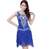 O Collar Sleeveless Beads Sequin Fringe Latin Dance Dress Competition Outfits Swing Tango Ballroom Jazz Party Costume