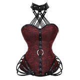 Gothic Spiral Steel Boned Waist Trainer Halter Corsets Bustier Body Overbust Top Steampunk Lingerie Body Shaper