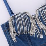 Denim Camis Women Top With Cups Cropped Corset Tops Slim Sexy Crop Top To Wear Out