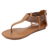 Women Summer Boho Beach Female PU Flat Sandals Gladiator Sandalias