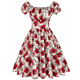 50s 60s Rockabilly Women Swing Dress Summer Off Shoulder Sexy Midi Female Beach Vestidos Elegant Ladies Vintage Party Dresses