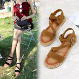 Summer New Hollow Out Soft Female Sandals Fashion PU Leather Platform Shoes