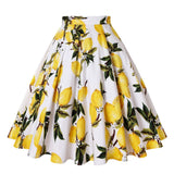 Women Plus Size A Line Cotton Retro Skirt High Waist 50s 60s Rocakbilly Jurken Skater Floral Print Swing Vintage Skirts