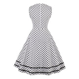 2021 4XL Plus Size Women Clothing Square Neck Tie Front Sleeveless Polka Dot Vintage Elegant 50S Summer A Line Rockabilly Dress