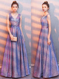 V-neck Sleeveless Party Dress Sparkly lavender Color Prom Dress V-back A-line Formal Dress