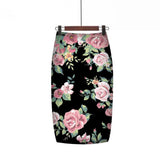 Print Summer Women Floral High Waist Pencil Vintage Sexy Party Wear Midi Skirt