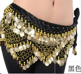 Women Sweet Bellydance Hip Scarf With Gold Coins Skirts Wrap Noisy Egyptian Dancing Hand Crocheted Bead Velvet Waist Belt