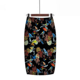 Print Summer Women Floral High Waist Pencil Vintage Sexy Party Wear Midi Skirt