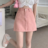 Women Denim Mini Skirts Korean Style All-match High Waist Ladies A-line Jean Short Skirt