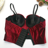 Crop Top Slim Women Cropped With Cups Velvet Winter Sexy Party Solid Corset Push Up Bustier Cami Built in Bra