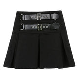 2022 Emo Harajuku Punk Gothic Black Y2K Skirts Women High Waist Sexy Patchwork 90s Bandage Mini Skirt Female Summer Streetwear