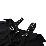 Black Gothic Shirt Dress With Belt Punk Style Mini Sexy Strap Autumn Female Club Wear Party Off Shoulder Streetwear