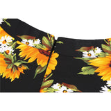 Sunflower Summer Pleated Skirts Womans Saias Midi Faldas 50s 1950s Vintage Women Big Swing Housewife Rockabilly Party Skirt