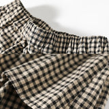 Japanese Style Elastic High Waist Long Women Vintage Plaid A-Line Pleated Skirts