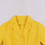 Yellow Summer Short Sleeve Turn Down Collar Cotton Robe Pin Up Swing Vintage 50s 60s Retro Dresses