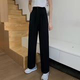 Women High Waist Casual Pants Spring Autumn Solid Color All-match Ladies Straight Elegant Trousers