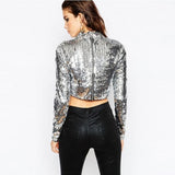 Spring Sequined T Shirt Short Tops Sexy Slim Nightclub DS Costumes Jazz Dance Wear Bling Shiny Clothes