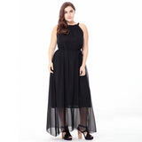 Plus Size Women Casual Beach Party Sleeveless Long Maxi Chiffon Bohemian Dress Beachwear