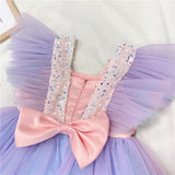 Girls Princess Party Tutu Sequin Bowknot Dress Kids Elegant Wedding Birthday Prom Gown Christmas Costume